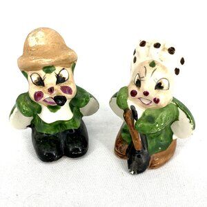 Ladybugs Anthropomorphic Girl & Boy Ceramic Japan 2.25" Tall 1960’s